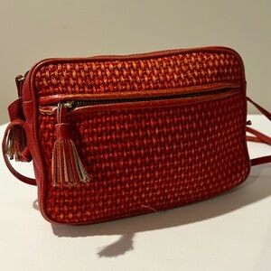 Vintage Bottega Veneta Woven Crossbody Bag, Red